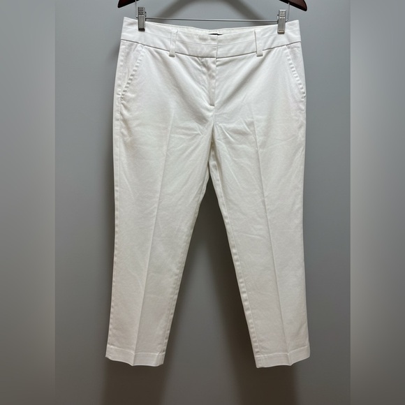 Trina Turk White Cropped Pants Size 8 Cotton Stretch Tailored Made in USA - Picture 1 of 7